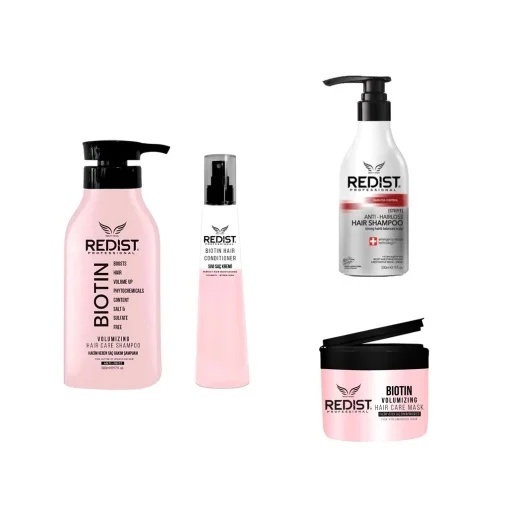 Pachet Profesional Redist pentru Volum și Hidratare cu Biotină – Șampon, Mască, Balsam Bifazic (225 ml) + Șampon Anti-Cădere cu Biotină (500 ml)