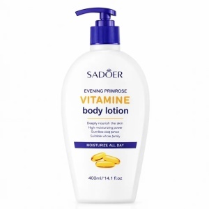Loțiune de Corp SADOER cu Vitamina E și Evening Primrose – Hidratare Intensă, 400 ml