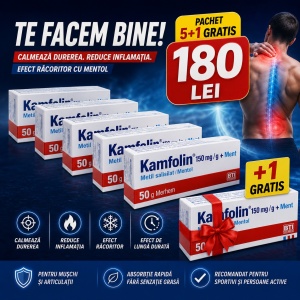 Pachet 5+1 gratis x Crema Antiinflamatoare Kamfolin 150mg/g+100 mg/g Merhem