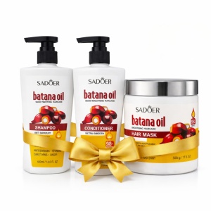 Pachet Batana Oil SADOER – Șampon + Balsam + Mască Regenerare Intensivă