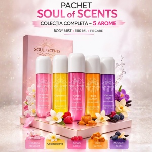 Pachet Body Mist Soul of Scents 5 Arome – Set Complet Parfumuri de Corp 180ml - Img 2