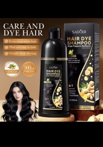 SADOER Hair Dye Shampoo 4in1 cu Ghimbir si Polygonum Multiflorum nuantator - Negru, 500ml