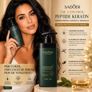 Șampon SADOER Oil Control cu Peptide și Keratină 850 ml – Pentru Păr Gras și Controlul Sebumului - Img 3