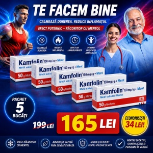 Pachet 5 x Crema Antiinflamatoare Kamfolin 150mg/g+100 mg/g Merhem