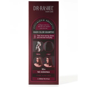Șampon Colorant Dr. Rashel Dark Wine Red – Colagen & Ulei de Argan, Fără Amoniac, 400ml