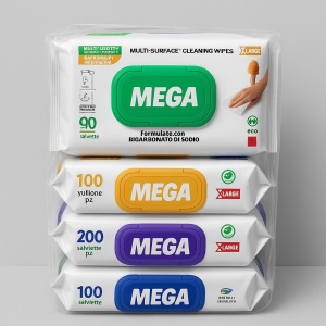 Set 4 Servetele umede multisuprafete cu Bicarbonat si otet, MEGA