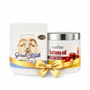 Set Cremă de Corp cu Lapte de Capră 500ml + Mască Batana 500g