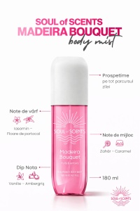 Body Mist Madeira Bouquet Soul of Scents 180ml – Spray Parfumat Fruity & Ambery - Img 2