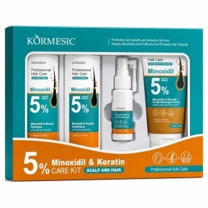 Set KORMESIC Minoxidil 5% & Keratin Care Kit – Șampon, Tratament, Spray și Cremă pentru Scalp și Păr