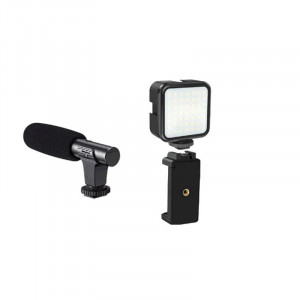 Pachet video pentru VLOGING Live cu lumină LED portabilă cu microfon - Img 3