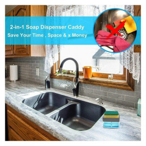 Set Dozator/Dispenser Detergent Lichid de Vase 2 in 1, Burete si Suport Inclus, Rezervor 380ml - Img 4