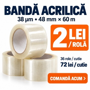 Bandă adezivă acrilică transparentă, 48 mm × 60 m, 38 microni – BAX/Cutie de 36 role - Img 5