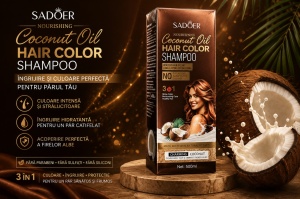 SADOER Coconut Oil Hair Color Shampoo 3 în 1 – Șampon Colorant cu Ulei de Cocos, 500 ml