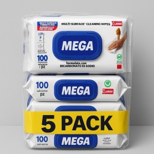 Set 5 cadou Servetele umede multisuprafete cu Bicarbonat si otet, MEGA