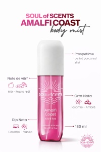 Body Mist Amalfi Coast Soul of Scents 180ml – Spray Parfumat Fruity & Floral - Img 2
