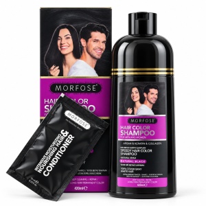 Șampon Colorant MORFOSE Natural Black – Negru Natural, 420 ml + Balsam 10 ml