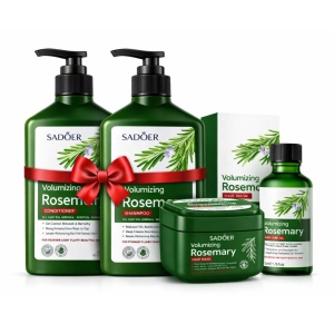 Pachet Complet SADOER Rozmarin – Șampon + Balsam + Mască + Ulei pentru Volum & Fortifiere