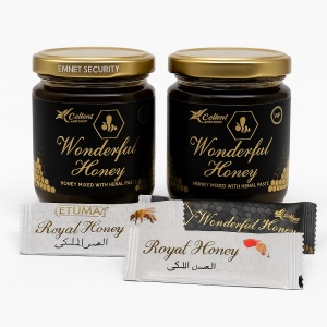 Set de 2 magiun-uri Wonderful honey borcan+ 3 plicuri de miere Royal honey