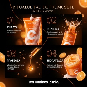Pachet Promo Vitamin C Glow Ritual – Set Complet SADOER pentru Îngrijirea Tenului - Img 2