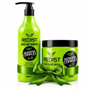 Pachet Puterea Verde – Șampon Keratin Redist 500ml + Mască Keratin 500ml – Hidratare & Reparare Intensivă