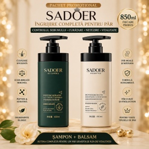 Șampon SADOER Oil Control cu Peptide și Keratină 850 ml – Pentru Păr Gras și Controlul Sebumului