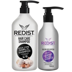 Set Profesional pentru Păr Redist: Șampon Nuantator pentru Păr Blond 500 ml și Șampon cu Extract de Usturoi 1000 ml