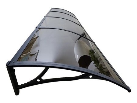 Навес PREMIUM ALU 360см × 120см - Черен/Кафяв - Img 2
