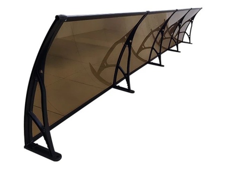 Навес PREMIUM ALU 360см × 120см - Черен/Кафяв - Img 3