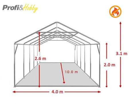 4X10 м Шатра / PROFESSIONAL / PVC 550 гр/кв.м / Огнеустойчив - Img 4