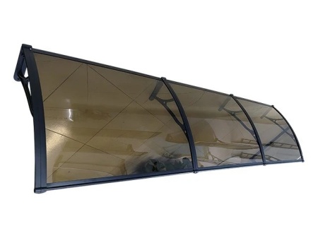 Навес PREMIUM ALU 300см × 100см - Черен/Кафяв - Img 3