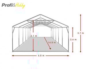 6X14 м Шатра / PROFESSIONAL XXL / PVC 550 гр/кв.м / Огнеустойчив - Img 4