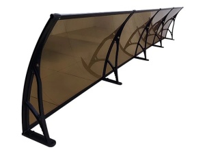 Навес PREMIUM ALU 360см × 120см - Черен/Кафяв - Img 3