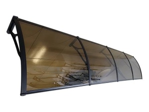 Навес PREMIUM ALU 400см × 100см - Черен/Кафяв - Img 3