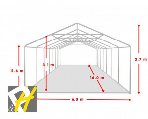 6X16 м Шатра / PROFESSIONAL XXL / PVC 550 гр/кв.м / Огнеустойчив - Img 4