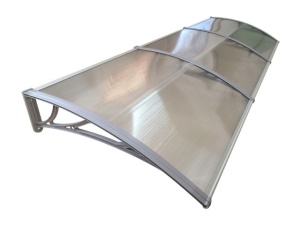 Навес 300см × 120см - Сив/Прозрачен - Img 2