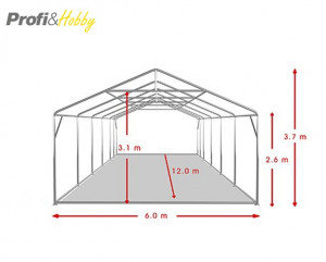 6X12 м Шатра / PROFESSIONAL XXL / PVC 550 гр/кв.м / Огнеустойчив - Img 4