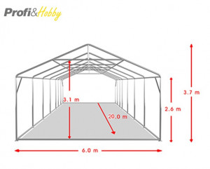 6X20 м Шатра / PROFESSIONAL XXL / PVC 550 гр/кв.м / Огнеустойчив - Img 4