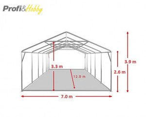 7X12 м Шатра / PROFESSIONAL XXL / PVC 550 гр/кв.м / Огнеустойчив - Img 4
