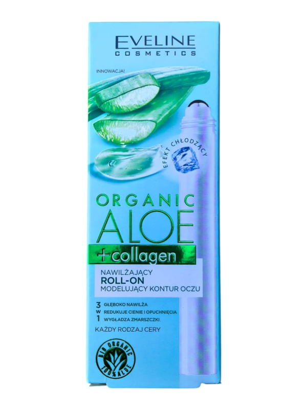 ALOE + Collagen Roll-on hidratant pentru îngrijirea zonei ochilor 3 în 1 Eveline 15ml