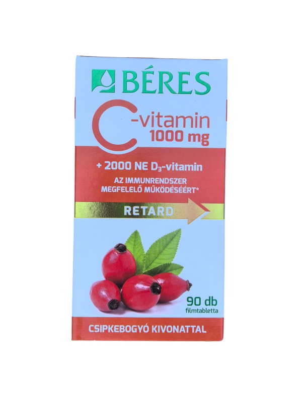 Béres C-vitamin 1000 mg + Vitamina D3 2000 UI cu extract de măceșe – 90 comprimate filmate