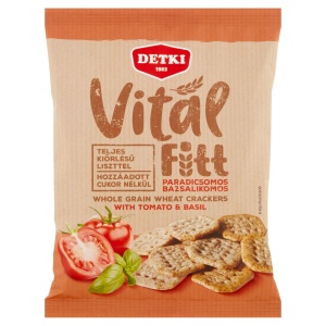 Crackers integrali cu rosii si busuioc, fara zahar adaugat Vital-Fitt Detki 100g