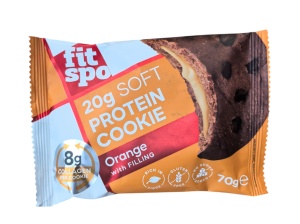 Biscuiți Proteici FITSPO - Cookie Proteic Fără Zahăr Adăugat, cu Portocală și Colagen (70g)