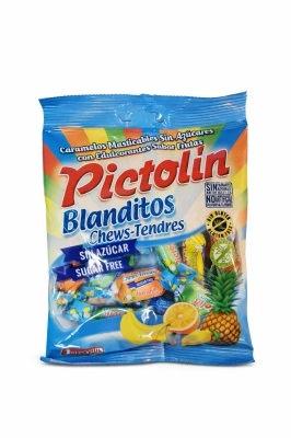 🍬 Pictolin Blanditos bomboane fara zahar – caramel moale cu aroma de fructe (65 g)