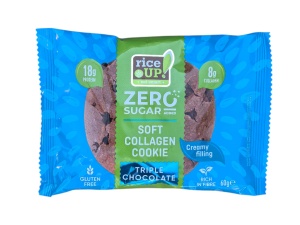 Biscuit cu proteine, cu colagen, fără zahăr, fără gluten – Triple Chocolate 60g Rice up