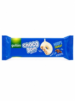 Gullón Choco Bom White Choc – inele biscuiti crocanti cu ciocolata alba 128 g