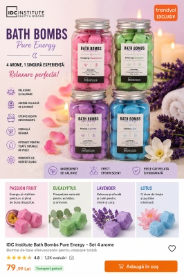 Pure Energy – Bombe Efervescente pentru Baie 160g IDC Institute/4 arome diferite/ aroma trimis aleatoriu!