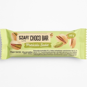 Baton cu fistic acoperit cu ciocolată cu lapte de cocos – Szafi Life Choco Bar 30g (fără gluten)