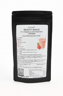 Beauty Shake – Căpșuni, cu colagen și acid hialuronic (100 g)- FiberFoods