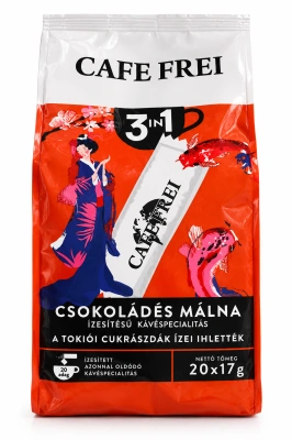 Cafe Frei 3in1 – Cafea instant cu aroma de ciocolata si zmeura, 20 x 17 g