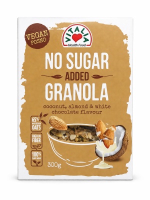 Granola cu cocos, migdale si ciocolata alba – fara zahar adaugat, 300 g